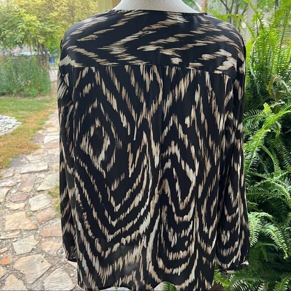 PLUS SIZE Liz Claiborne Blouse Brown Cream & White size 2X - Picture 6 of 9